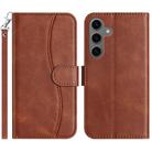 For Samsung Galaxy S24+ 5G Dual-Folded S-shape Leather Phone Case(Coffee) - 1