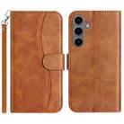 For Samsung Galaxy S24+ 5G Dual-Folded S-shape Leather Phone Case(Brown) - 1