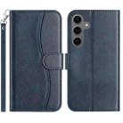 For Samsung Galaxy S24 FE 5G Dual-Folded S-shape Leather Phone Case(Navy Blue) - 1