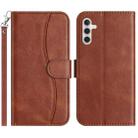 For Samsung Galaxy S23 FE 5G Dual-Folded S-shape Leather Phone Case(Coffee) - 1