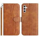 For Samsung Galaxy S23 FE 5G Dual-Folded S-shape Leather Phone Case(Brown) - 1