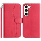 For Samsung Galaxy S23 5G Dual-Folded S-shape Leather Phone Case(Rose Red) - 1