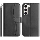 For Samsung Galaxy S23 5G Dual-Folded S-shape Leather Phone Case(Black) - 1