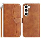 For Samsung Galaxy S23+ 5G Dual-Folded S-shape Leather Phone Case(Brown) - 1