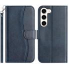For Samsung Galaxy S23+ 5G Dual-Folded S-shape Leather Phone Case(Navy Blue) - 1