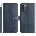 For Samsung Galaxy S21 5G Dual-Folded S-shape Leather Phone Case(Navy Blue) - 1