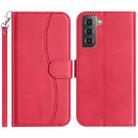 For Samsung Galaxy S21+ 5G Dual-Folded S-shape Leather Phone Case(Rose Red) - 1