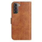 For Samsung Galaxy S21 FE 5G Dual-Folded S-shape Leather Phone Case(Brown) - 3
