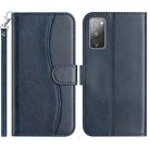 For Samsung Galaxy S20 FE Dual-Folded S-shape Leather Phone Case(Navy Blue) - 1