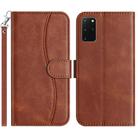 For Samsung Galaxy S20+ Dual-Folded S-shape Leather Phone Case(Coffee) - 1