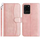 For Samsung Galaxy S20 Ultra Dual-Folded S-shape Leather Phone Case(Rose Gold) - 1