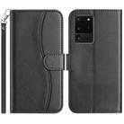 For Samsung Galaxy S20 Ultra Dual-Folded S-shape Leather Phone Case(Black) - 1