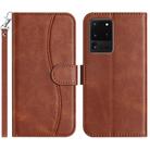 For Samsung Galaxy S20 Ultra Dual-Folded S-shape Leather Phone Case(Coffee) - 1