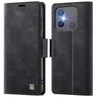 For Redmi 11A / 12C AutSpace A11 Side Buckle MagSafe Magnetic RFID Phone Leather Case(Black) - 1