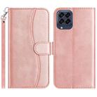 For Samsung Galaxy M33 Dual-Folded S-shape Leather Phone Case(Rose Gold) - 1