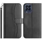 For Samsung Galaxy M33 Dual-Folded S-shape Leather Phone Case(Black) - 1