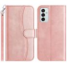For Samsung Galaxy M23 Dual-Folded S-shape Leather Phone Case(Rose Gold) - 1