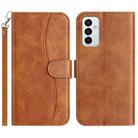 For Samsung Galaxy M23 Dual-Folded S-shape Leather Phone Case(Brown) - 1