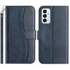 For Samsung Galaxy M23 Dual-Folded S-shape Leather Phone Case(Navy Blue) - 1