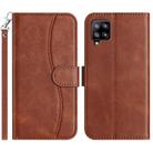 For Samsung Galaxy M32 Dual-Folded S-shape Leather Phone Case(Coffee) - 1