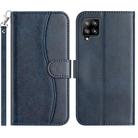 For Samsung Galaxy M32 Dual-Folded S-shape Leather Phone Case(Navy Blue) - 1