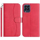 For Samsung Galaxy M53 Dual-Folded S-shape Leather Phone Case(Rose Red) - 1