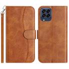 For Samsung Galaxy M53 Dual-Folded S-shape Leather Phone Case(Brown) - 1