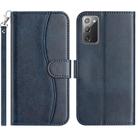 For Samsung Galaxy Note20 Dual-Folded S-shape Leather Phone Case(Navy Blue) - 1