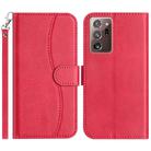 For Samsung Galaxy Note20 Ultra Dual-Folded S-shape Leather Phone Case(Rose Red) - 1