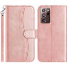 For Samsung Galaxy Note20 Ultra Dual-Folded S-shape Leather Phone Case(Rose Gold) - 1