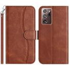 For Samsung Galaxy Note20 Ultra Dual-Folded S-shape Leather Phone Case(Coffee) - 1