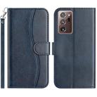 For Samsung Galaxy Note20 Ultra Dual-Folded S-shape Leather Phone Case(Navy Blue) - 1