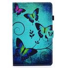 For Samsung Galaxy Tab S8 / Galaxy Tab S7 T870 Colored Drawing Stitching Horizontal Flip Leather Case with Holder & Card Slots & Sleep / Wake-up Function(Green Butterflies) - 2