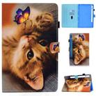 For Samsung Galaxy Tab S8 / Galaxy Tab S7 T870 Colored Drawing Stitching Horizontal Flip Leather Case with Holder & Card Slots & Sleep / Wake-up Function(Butterfly Cat) - 1