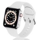 For Apple Watch 46mm / 49mm / 45mm / 44mm Kalebol Metal Pin Buckle Silicone Watch Band(White) - 1