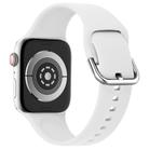 For Apple Watch 46mm / 49mm / 45mm / 44mm Kalebol Metal Pin Buckle Silicone Watch Band(White) - 2