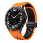 For Samsung Galaxy Watch 4 / 5 / 6 Kalebol Two-color Mesh Magnetic Black Buckle Silicone Strap(Orange Black) - 1