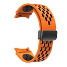 For Samsung Galaxy Watch 4 / 5 / 6 Kalebol Two-color Mesh Magnetic Black Buckle Silicone Strap(Orange Black) - 3