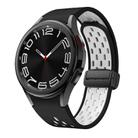 For Samsung Galaxy Watch 4 / 5 / 6 Kalebol Two-color Mesh Magnetic Black Buckle Silicone Strap(Black White) - 1