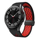 For Samsung Galaxy Watch 4 / 5 / 6 Kalebol Two-color Mesh Magnetic Black Buckle Silicone Strap(Black Red) - 1