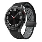 For Samsung Galaxy Watch 4 / 5 / 6 Kalebol Two-color Mesh Magnetic Black Buckle Silicone Strap(Black Grey) - 1