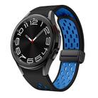 For Samsung Galaxy Watch 4 / 5 / 6 Kalebol Two-color Mesh Magnetic Black Buckle Silicone Strap(Black Sky Blue) - 1
