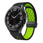 For Samsung Galaxy Watch 4 / 5 / 6 Kalebol Two-color Mesh Magnetic Black Buckle Silicone Strap(Black Fluorescent Green) - 1