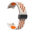 For Samsung Galaxy Watch 4 / 5 / 6 Kalebol Two-color Mesh Magnetic Black Buckle Silicone Strap(Starlight Orange) - 3