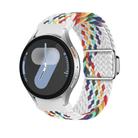 For Samsung Galaxy Watch 5 Pro / 6 / 7 Kalebol Button Braided Loop Magnetic Buckle Watch Band(White Rainbow) - 1