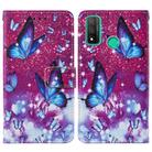 For Huawei P smart 2020 Cross Texture Painting Pattern Horizontal Flip Leather Case with Holder & Card Slots & Wallet & Lanyard(Purple Butterfly) - 3