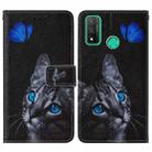 For Huawei P smart 2020 Cross Texture Painting Pattern Horizontal Flip Leather Case with Holder & Card Slots & Wallet & Lanyard(Blue Butterfly Cat Eye) - 3