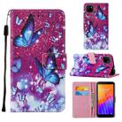 For Huawei Y5p / Honor 9S Cross Texture Painting Pattern Horizontal Flip Leather Case with Holder & Card Slots & Wallet & Lanyard(Purple Butterfly) - 1