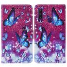 For Huawei Y6p Cross Texture Painting Pattern Horizontal Flip Leather Case with Holder & Card Slots & Wallet & Lanyard(Purple Butterfly) - 3