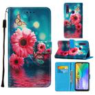 For Huawei Y6p Cross Texture Painting Pattern Horizontal Flip Leather Case with Holder & Card Slots & Wallet & Lanyard(Chrysanthemum) - 1